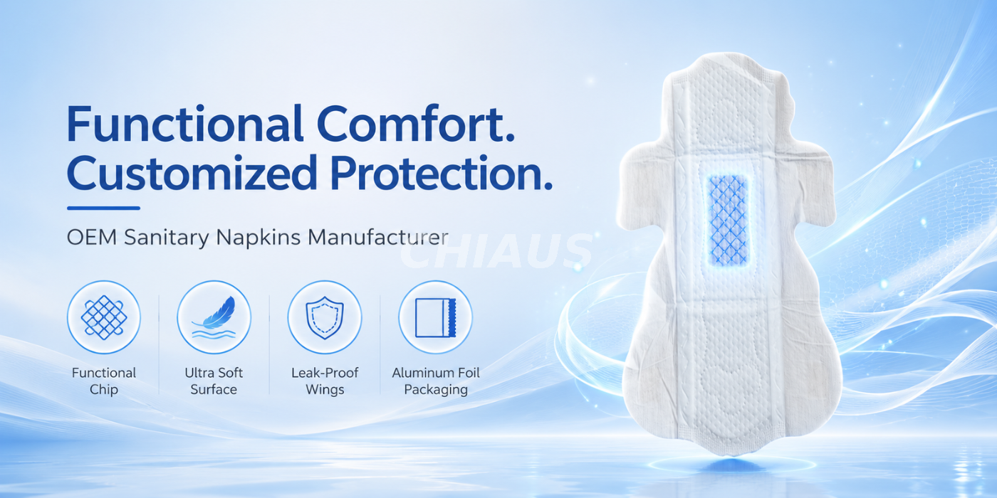 Product banner-functional sanitary pads Funktionell Chip Personnalisatioun
