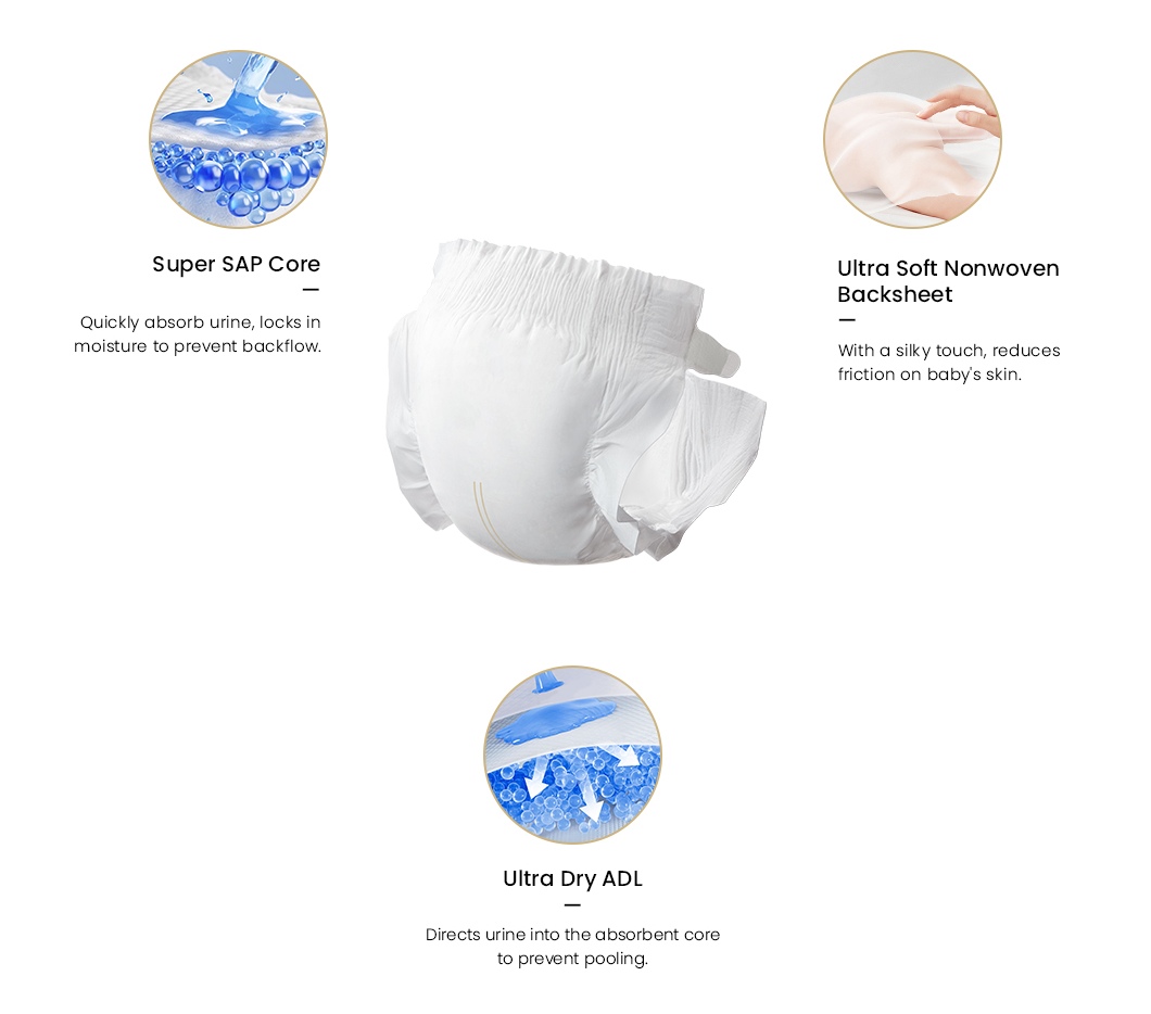 Main features of QY06 baby tape diapers