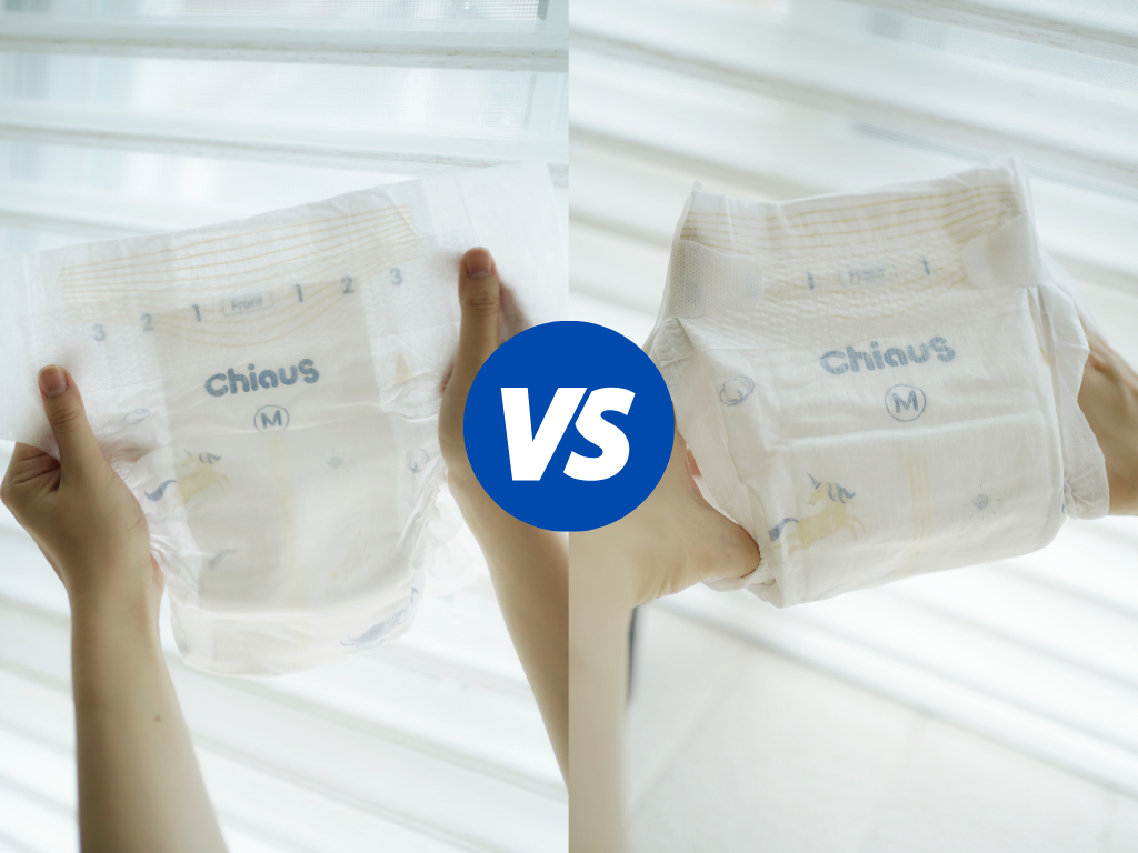 the differences between tape diapers and pull up pants