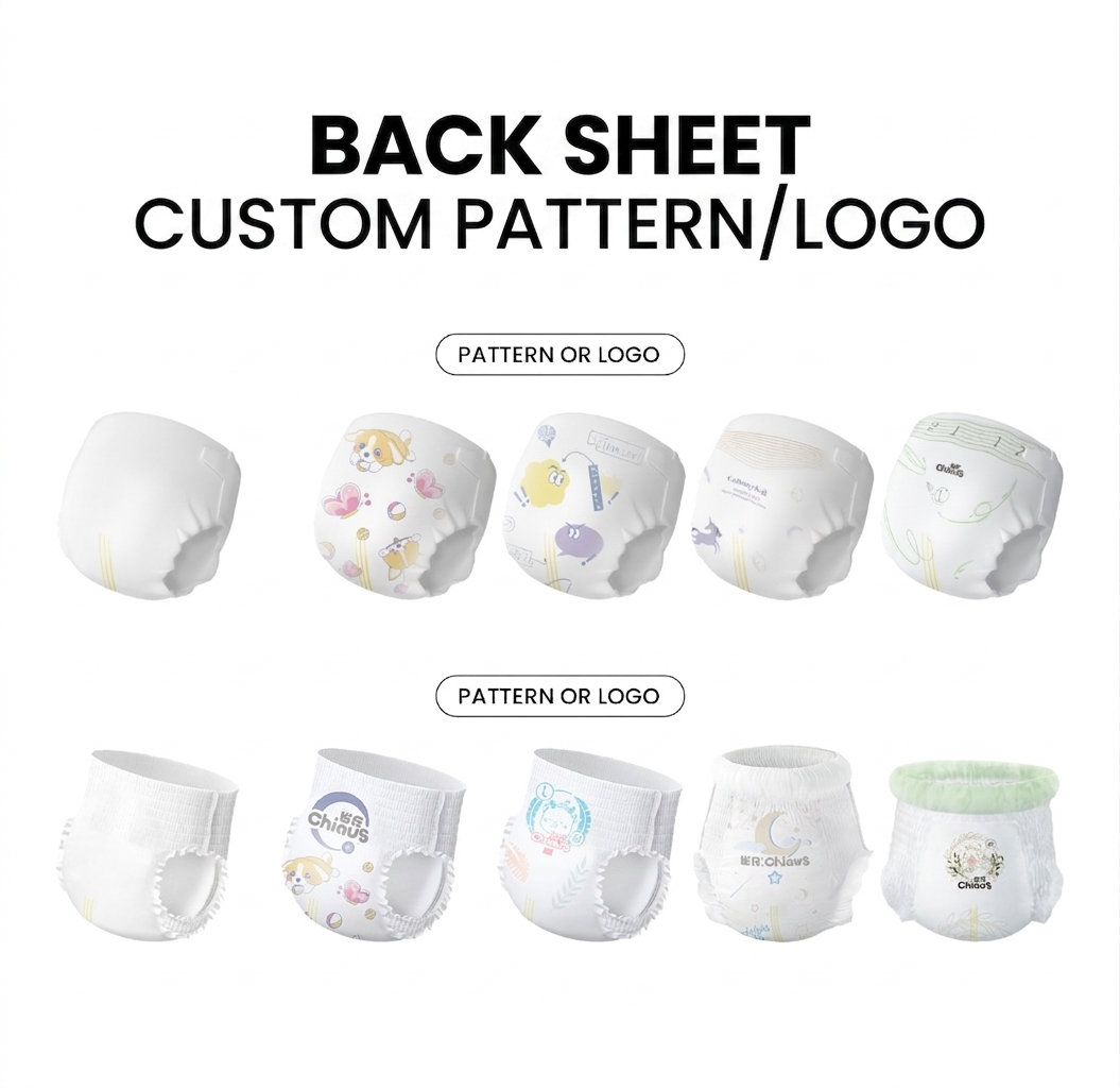 back sheet customization of diaper pants and tape diapers