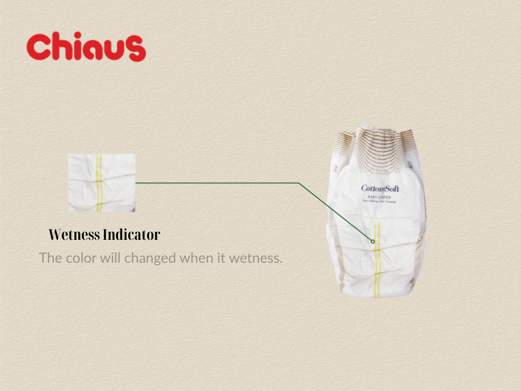 Wetness Indicator in disposable diapers that can tell you need to have a diaper change