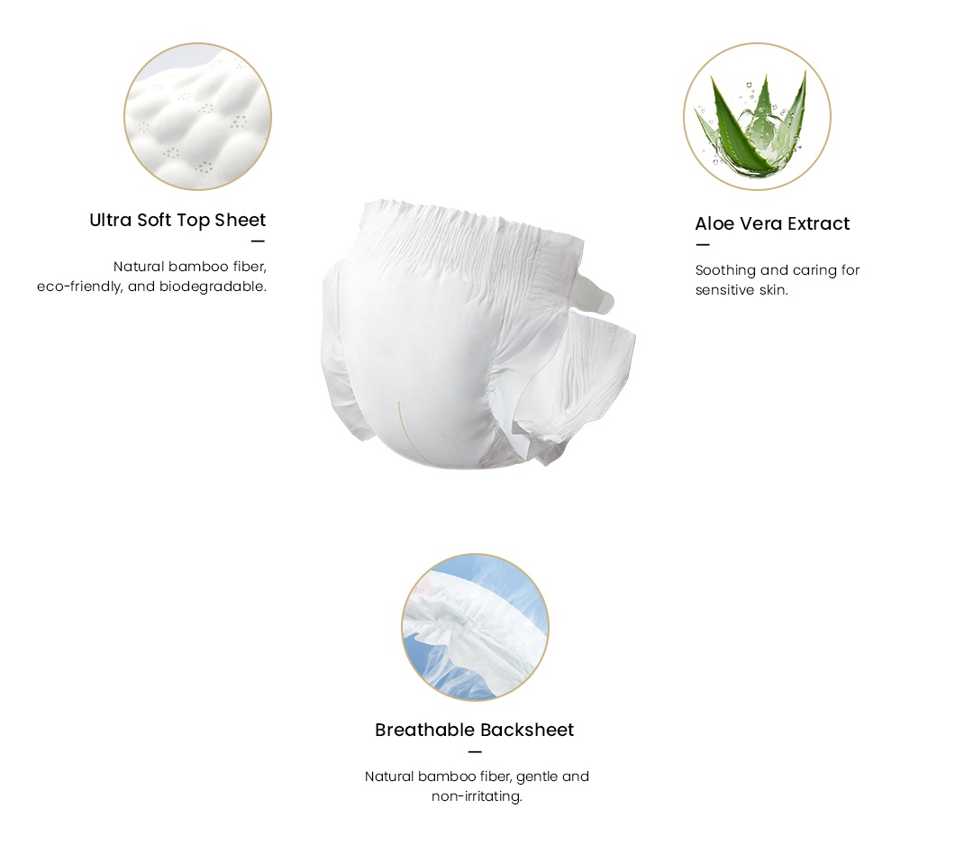 Main features of QY15 organic baby diapers