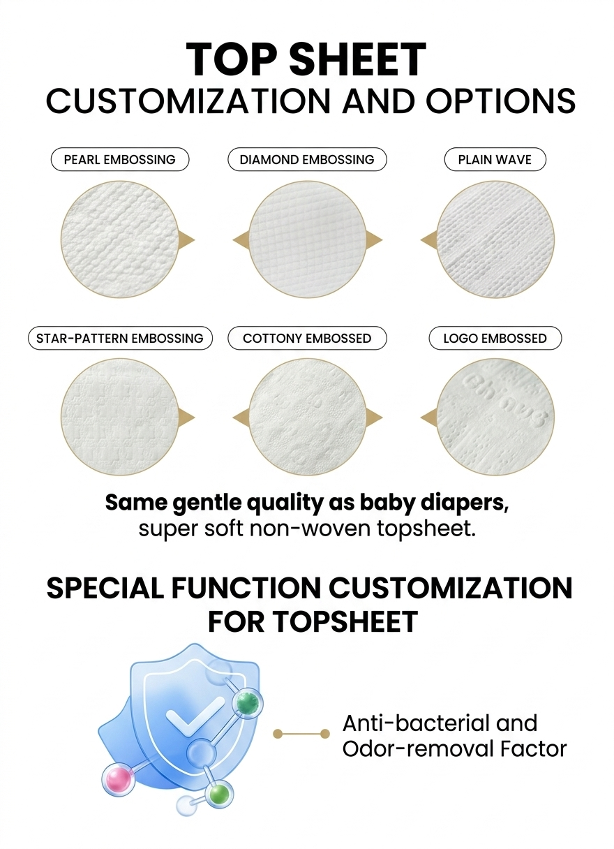 OEM TOP SHEET CHOICES OF ADULT DIAPERS