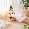 Hand wearing a disposable pet cleaning wipe glove