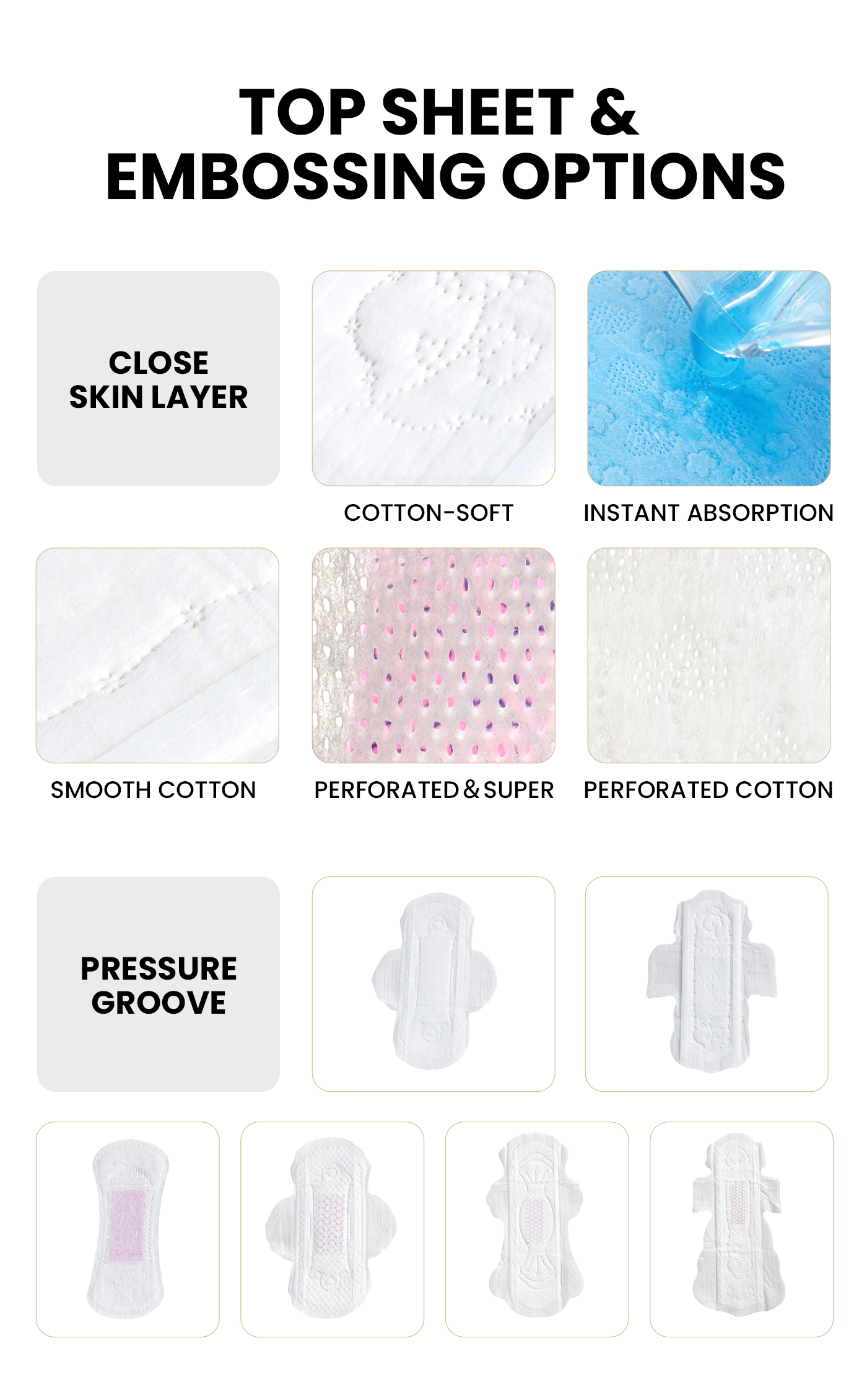 2、topsheet and embossing options 2、topsheet and embossing options