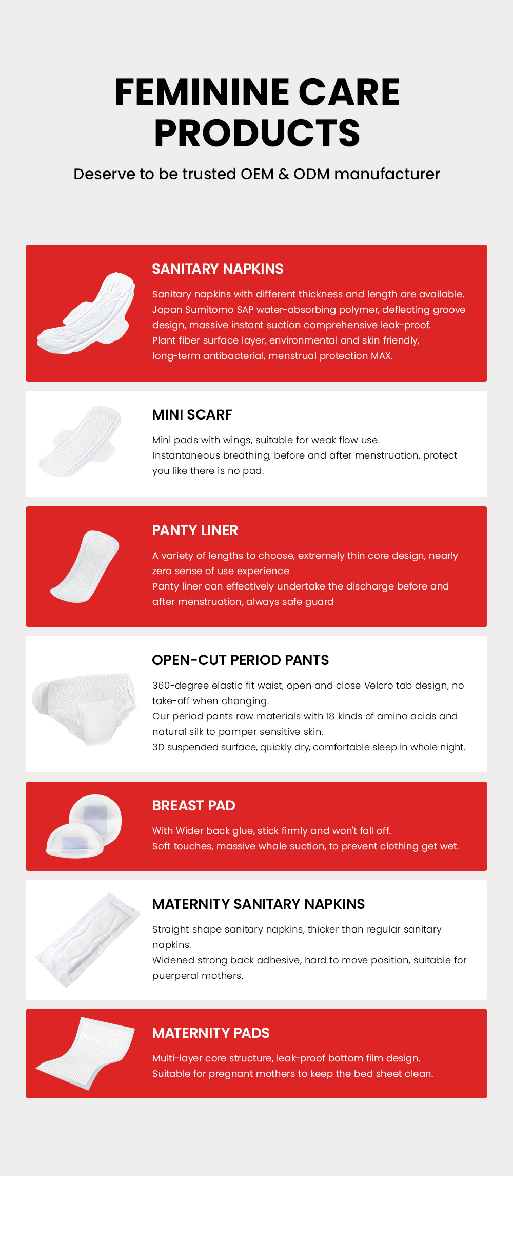 Other Femine Care Products that Chiaus Provide
