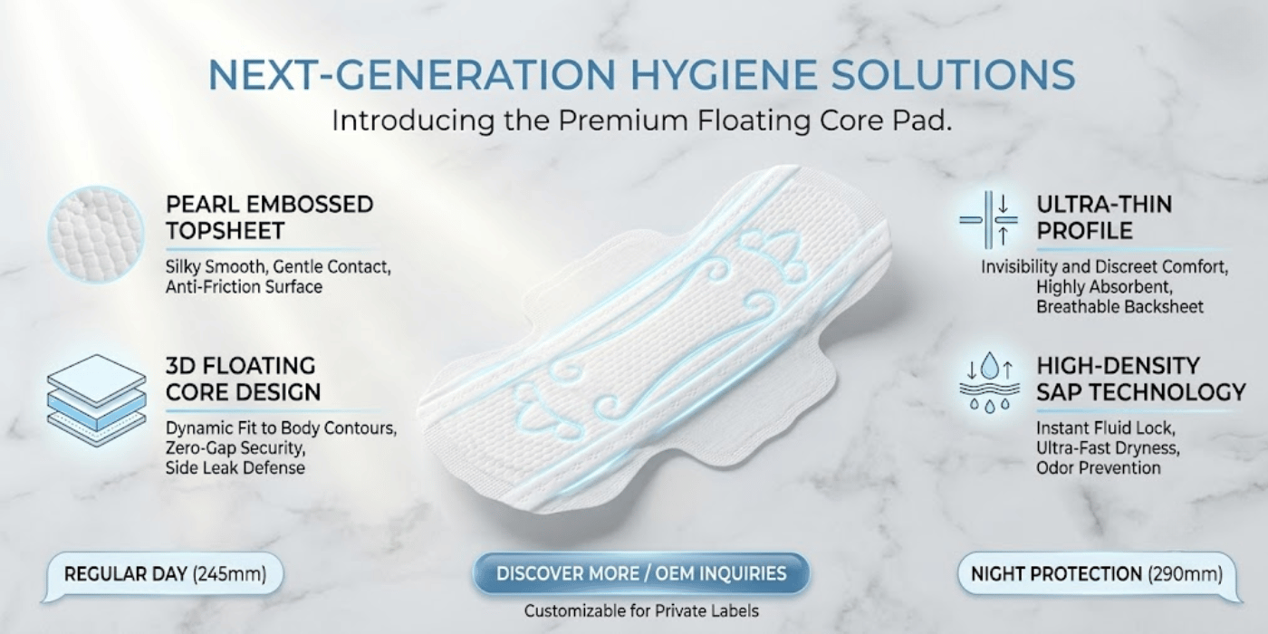 premium pearl embossing topsheet sanitary pads