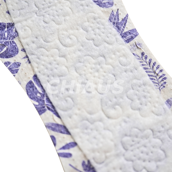 the details of the panty liner topsheet-plain wave with flowers embossing